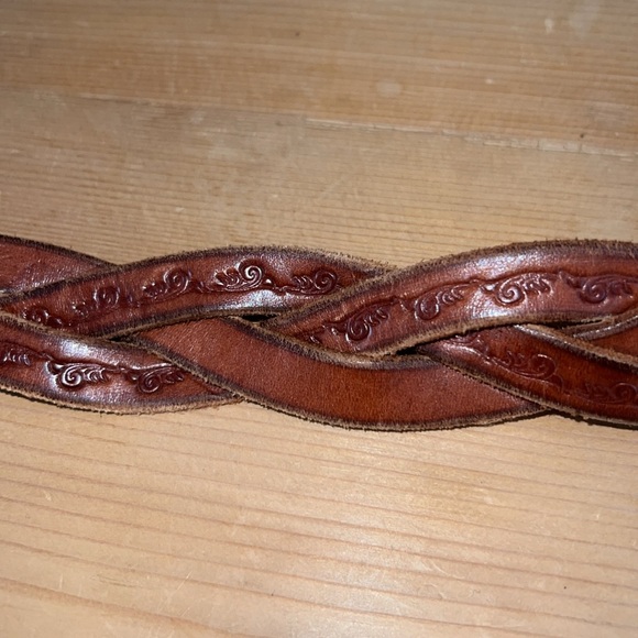 J. Crew Braided and Embossed Brown Leather Belt. - Picture 7 of 10